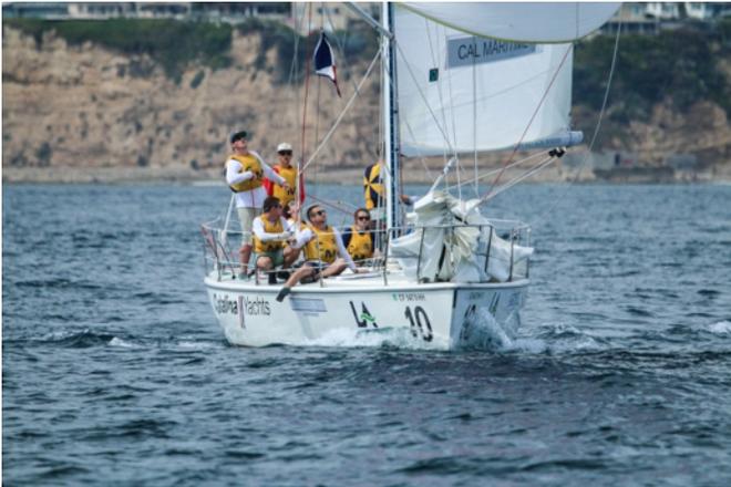 Cal Maritime sailing towards the finish line - Port of Los Angeles Harbor Cup © Jeremy Leonard / Sail Revolution http://www.transpacyc.com/